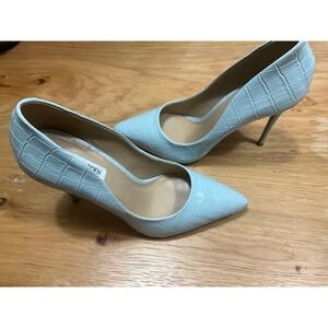 Steve Madden Daisie Light Blue Croc Embossed Pointed Toe Pumps DAIS01S1 Size 7M